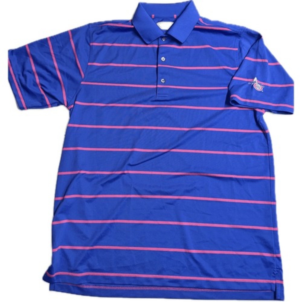 Men's DONALD ROSS‎ Golf Polo M ROYAL BLUE w/Stripes  Golf ~ Polyester